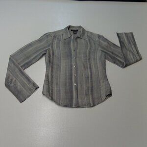 Kenneth Cole New York Size 4 100% Silk Blouse Black/White